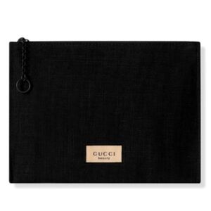 NEW Gucci Black Cloth Clutch Pouch Bag Zip Closure Plain Interior Unisex